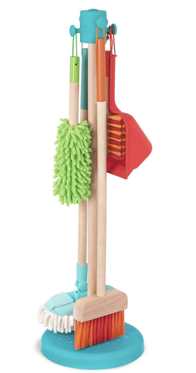 Child-Sized Wooden Broom & Dustpan Set
