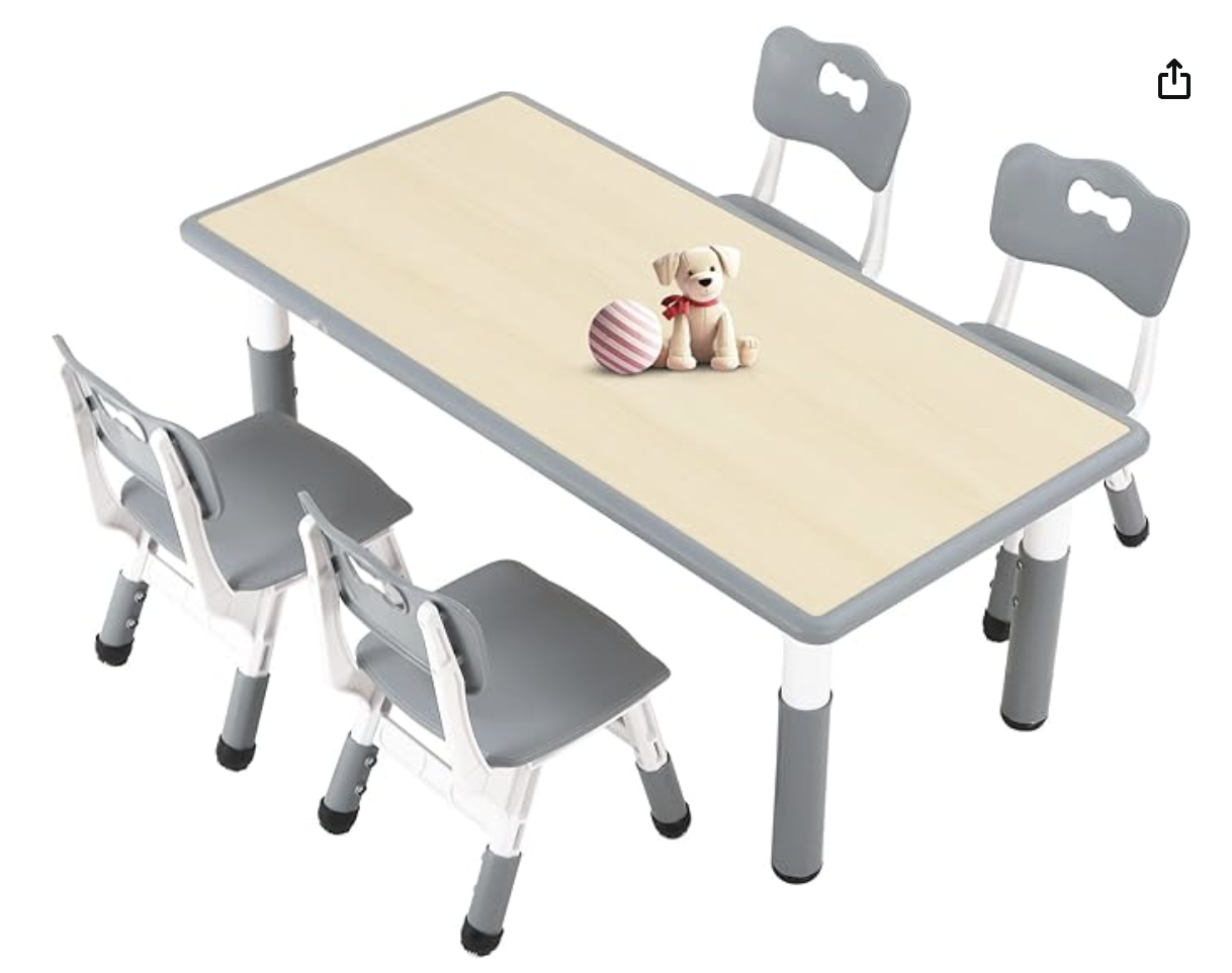Height Adjustable Classroom Table and Chair Set