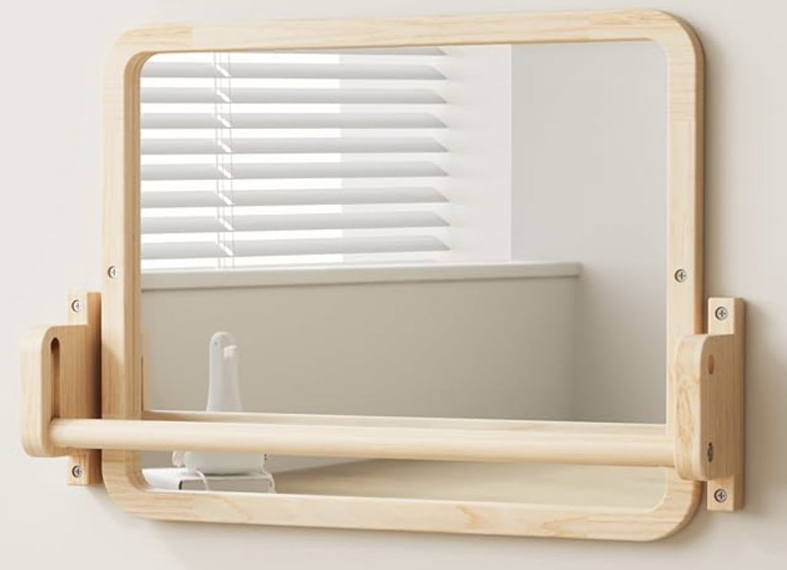 Montessori Infant Floor Mirror with Pull-Up Bar